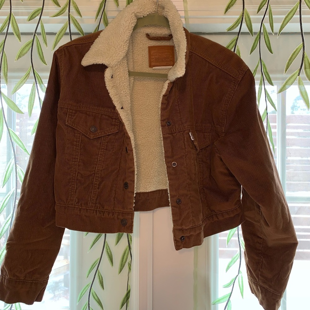 Camel color corduroy Levi’s  Sherpa Trucker Jacket